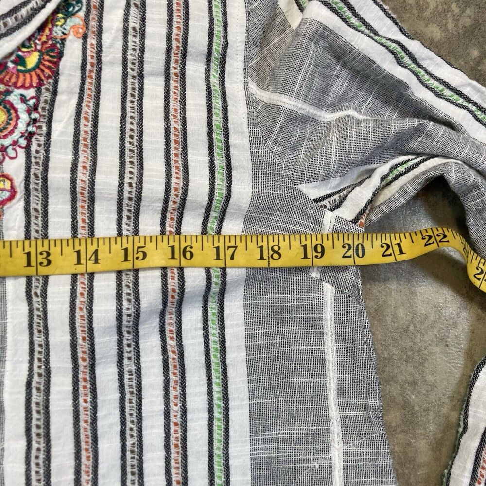 Soft Surroundings Shirt Womens Large Aruba Embroidered Pullover Tunic Boho Strip - Picture 3 of 13